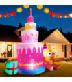 6FT Happy Birthday Inflatable Birthday Cake with Teddy Bear, Birthday Decorations Blow Up for Kids Happy Birthday Party Decor