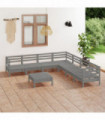 8 Piece Garden Lounge Set Solid Pinewood Grey