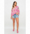 Boho Printed Tassel Tie Neck Long Sleeve Loose Tops