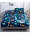 1 Piece Waterproof Bedsheet Cartoon Dinosaur Pattern Fitted Sheet,Breathable Bedding (Excluding Pillowcase)Soft Bed Cover