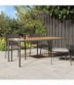 vidaXL Garden Table 190x90x75 cm Poly Rattan and Acacia Wood Grey