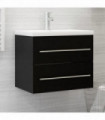 vidaXL Sink Cabinet with Built-in Basin Black Engineered Wood