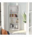 4-Tier Book Cabinet White 60x24x142 cm Engineered Wood