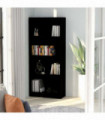 4-Tier Book Cabinet Black 60x24x142 cm Engineered Wood