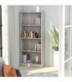 4-Tier Book Cabinet Concrete Grey 60x24x142 cm Engineered Wood