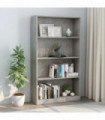 4-Tier Book Cabinet Concrete Grey 80x24x142 cm Engineered Wood