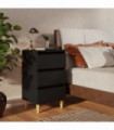 Bed Cabinet with Solid Wood Legs Black 40x35x69 cm