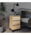 Bed Cabinet with Metal Legs Sonoma Oak 40x35x69 cm