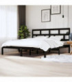 Bed Frame Black Solid Wood Pine 200x200 cm