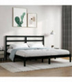 Bed Frame Black Solid Wood Pine 200x200 cm