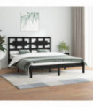 Bed Frame Black Solid Wood Pine 200x200 cm