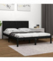 Bed Frame Black Solid Wood Pine 200x200 cm