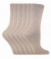 6 Pairs Ladies Plain Coloured Cotton Socks (PL30 Beige)