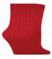 6 Pairs Ladies Plain Coloured Cotton Socks (PL30 Red)