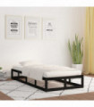 vidaXL Bed Frame Black 75x190 cm Small Single Solid Wood