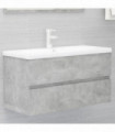 vidaXL Sink Cabinet with Built-in Basin Concrete Grey Engineered Wood