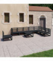 vidaXL 9 Piece Garden Lounge Set Black Solid Pinewood