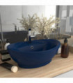 vidaXL Luxury Basin Overflow Oval Matt Dark Blue 58.5x39 cm Ceramic
