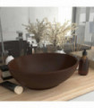 vidaXL Luxury Basin Oval-shaped Matt Dark Brown 40x33 cm Ceramic