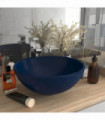 vidaXL Luxury Bathroom Basin Round Matt Dark Blue 32.5x14 cm Ceramic