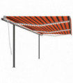 vidaXL Manual Retractable Awning with LED 6x3.5 m Orange and Brown