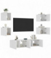 vidaXL 6 Piece TV Wall Units with LED White Engineered Wood