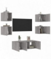 vidaXL 6 Piece TV Wall Units with LED Grey Sonoma Engineered Wood