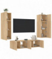 vidaXL 6 Piece TV Wall Units with LED Sonoma Oak Engineered Wood