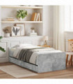 vidaXL Bed Frame with Drawers Concrete Grey 90x190 cm Single