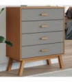 vidaXL Drawer Cabinet OLDEN Grey and Brown Solid Wood Pine