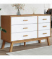 vidaXL Drawer Cabinet OLDEN White and Brown Solid Wood Pine