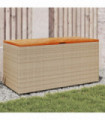 vidaXL Garden Storage Box Beige 110x50x54 cm Poly Rattan Acacia Wood