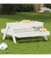 vidaXL Picnic Table with Sandpit for Kids White Solid Wood Pine