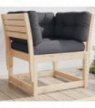 vidaXL Garden Sofa Armrest with Cushions Solid Wood Pine