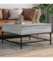 vidaXL Coffee Table Grey Sonoma 80x80x45 cm Engineered Wood and Metal