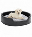 Dog Bed Black and Grey 79x70x19 cm Plush and Faux Leather