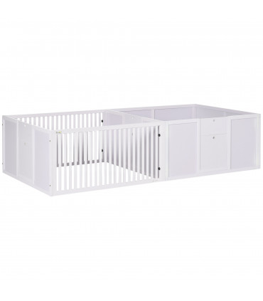 7 Panels Puppy Pen for Indoors, with Three Doors, Two-Room Design