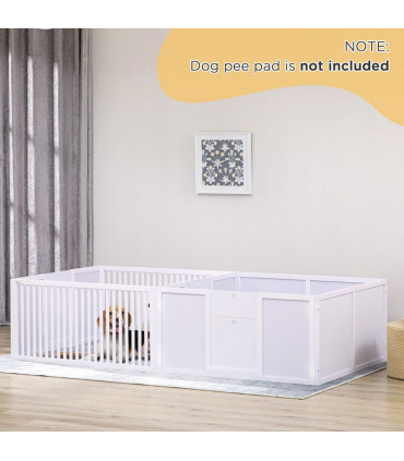 7 Panels Puppy Pen for Indoors, with Three Doors, Two-Room Design