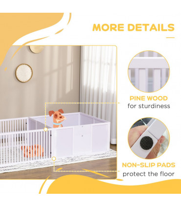 7 Panels Puppy Pen for Indoors, with Three Doors, Two-Room Design