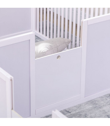 7 Panels Puppy Pen for Indoors, with Three Doors, Two-Room Design