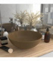 vidaXL Bathroom Sink Ceramic Matt Cream Round