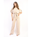 Casual Belted Wide Leg Jumpsuit