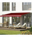 Manual Retractable Sun Shade Patio Awning Deck Canopy Shelter, 2.5mx2m-Dark Red