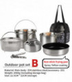 NOBANA Newest Outdoor Stainless Steel Pot Set Camping Family Pot Set 5L Portable Picnic Soup Pot Frying Steaming Household Pot