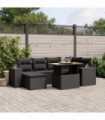 vidaXL 7 Piece Garden Sofa Set with Cushions Black Poly Rattan