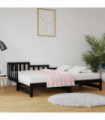 Pull-out Day Bed Black 2x(80x200) cm Solid Wood Pine