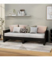 Pull-out Day Bed Black Solid Wood Pine 2x(90x190) cm