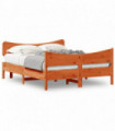 vidaXL Bed Frame with Headboard Wax Brown 140x190 cm Solid Wood Pine