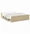 vidaXL Bed Frame with Drawers Sonoma Oak 150x200 cm King Size Engineered Wood