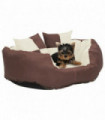 Reversible & Washable Dog Cushion Brown and Cream 65x50x20 cm